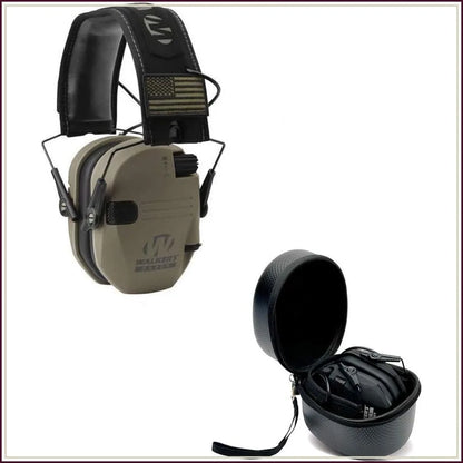 Electronic Shooting Hearing Protection Muffs, 23dB NRR Sound Amplification & Suppression, Ultra-Low Profile with Case