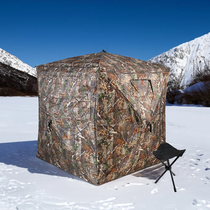 Hunting Blind See Through with Carrying Bag, 2-3 Person Pop Up Ground Blinds 270 Degree, for Deer & Turkey Hunting (Camouflage)