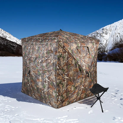 Hunting Blind See Through with Carrying Bag, 2-3 Person Pop Up Ground Blinds 270 Degree, for Deer & Turkey Hunting (Camouflage)