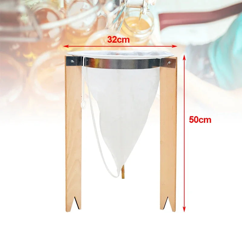 Bee Honey Filter Wooden Honey Filtering Stand with Nylon Impurities Filtration Net Beekeeping Honey Processing Beekeeper Tools