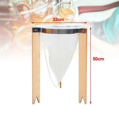 Bee Honey Filter Wooden Honey Filtering Stand with Nylon Impurities Filtration Net Beekeeping Honey Processing Beekeeper Tools