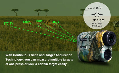 REVASRI Laser Rangefinder 1000M Hunting Range Finder with Type-C Rechargeable Outdoor Target Acquisition Technology Monocular