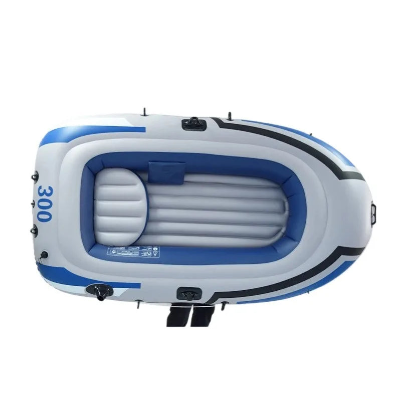 2-4 Person Inflatable Kayak Boat, Heavy Duty PVC Raft Canoe for Fishing Rafting Water Sports, Blue White & Yellow