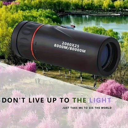 The new 2000X25 high-definition monocular telescope is compact and portable, suitable for travel, hiking, fishing, camping, star
