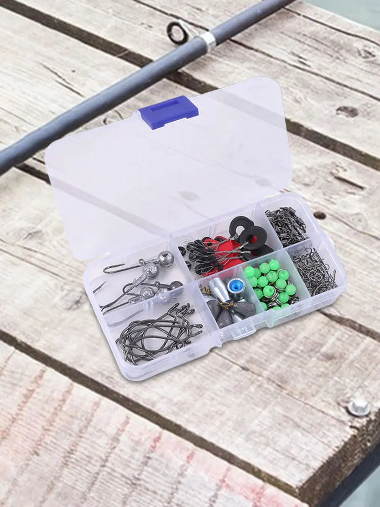 170pcs Fishing Tools Accessories Kit Set with Fishing Box Fish Hooks Swivels Sinkers Fishing Accessories Kit Gifts for Men