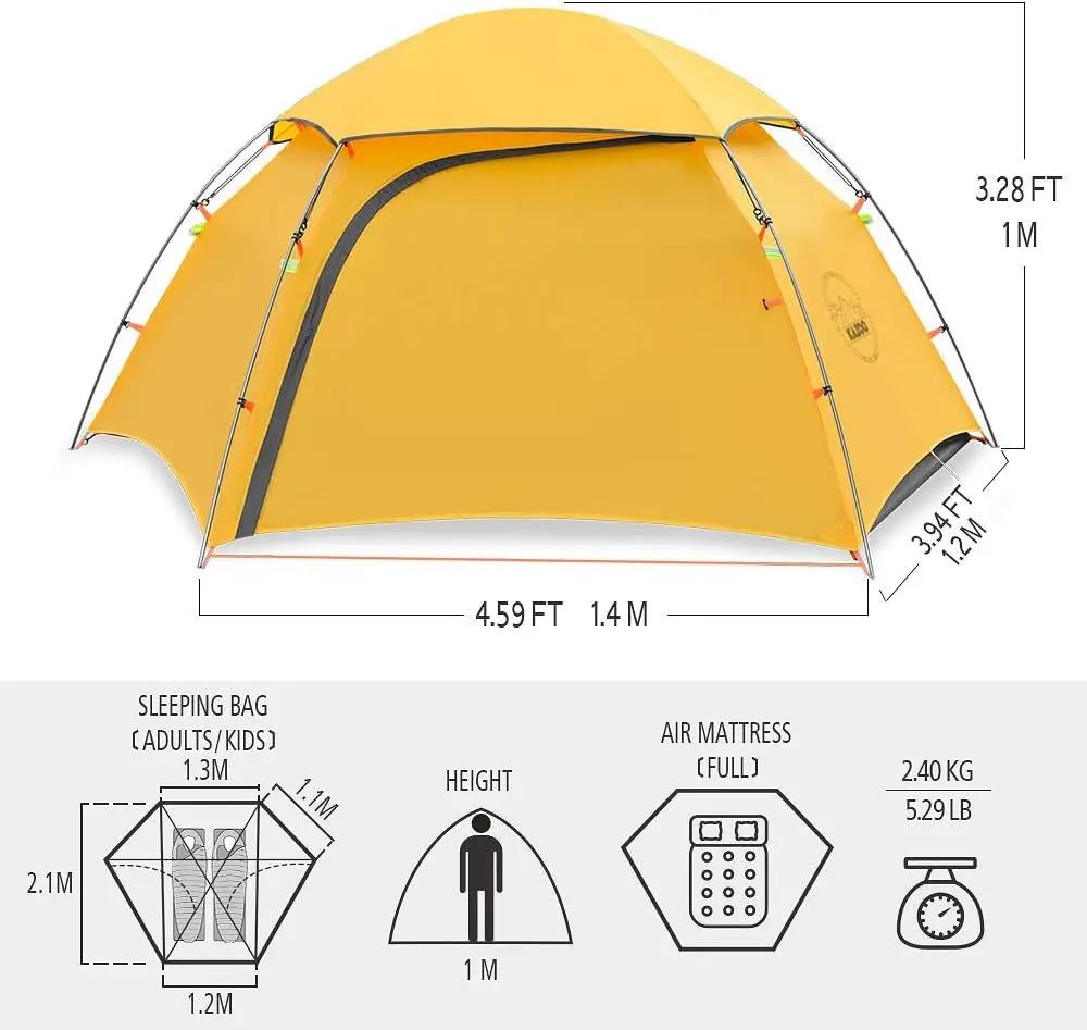 Ultralight Waterproof Backpacking Tent for 1-2 People, Aluminum Frame Double Layer Hiking Camping Shelter