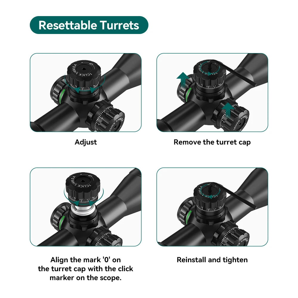 Aquilifer 4X32 Red Green Illumination Rifle Scope 22LR AO SFP FMC Zero Stop Hunting Scope for Outdoor Training And Competition