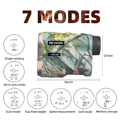 REVASRI Laser Rangefinder 1000M Hunting Range Finder with Type-C Rechargeable Outdoor Target Acquisition Technology Monocular