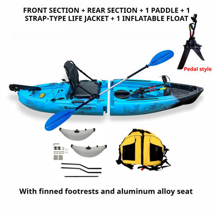 Modular Assembly Kayak with Split Hard Shell, Electric/Pedal-Driven Canoe for Solo/Tandem Lake/Sea Adventures, Portable LLDPE