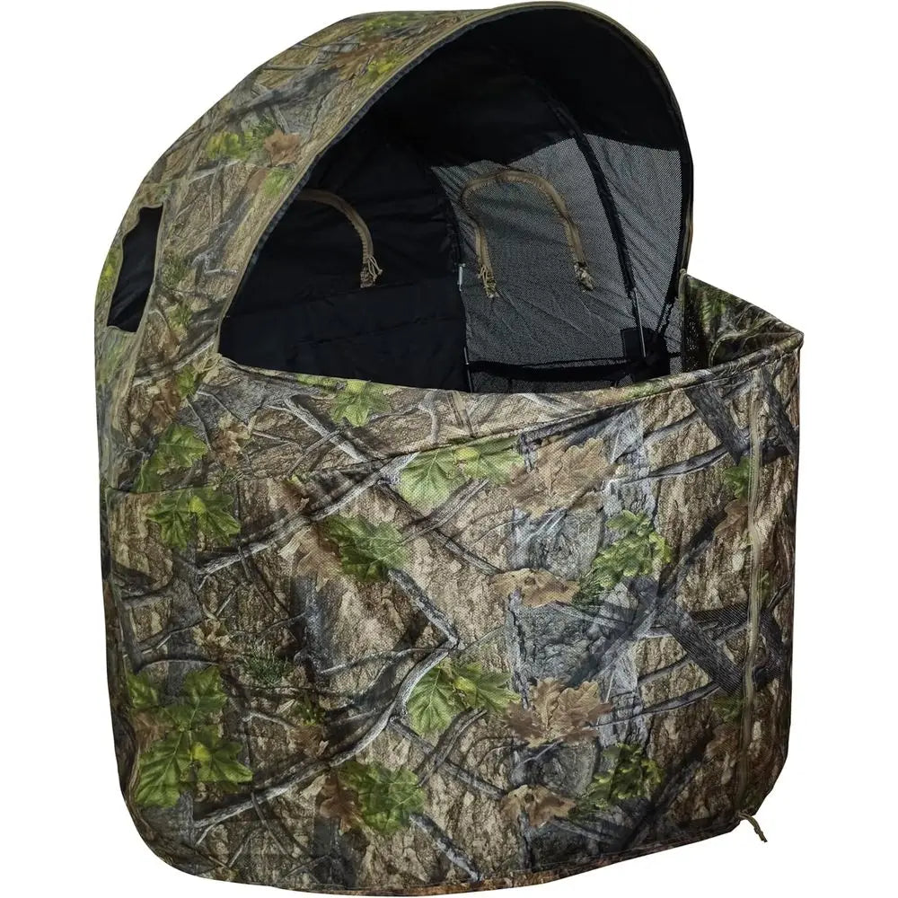 2-Person Transparent Hunting Shelter with Integrated Seating for Deer and Turkey Hunting