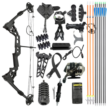 Compound Bow Set 20-70lbs Adjustable 320FPS 80% Let-off RH LH for Hunting Target Shooting Archery Practice Use