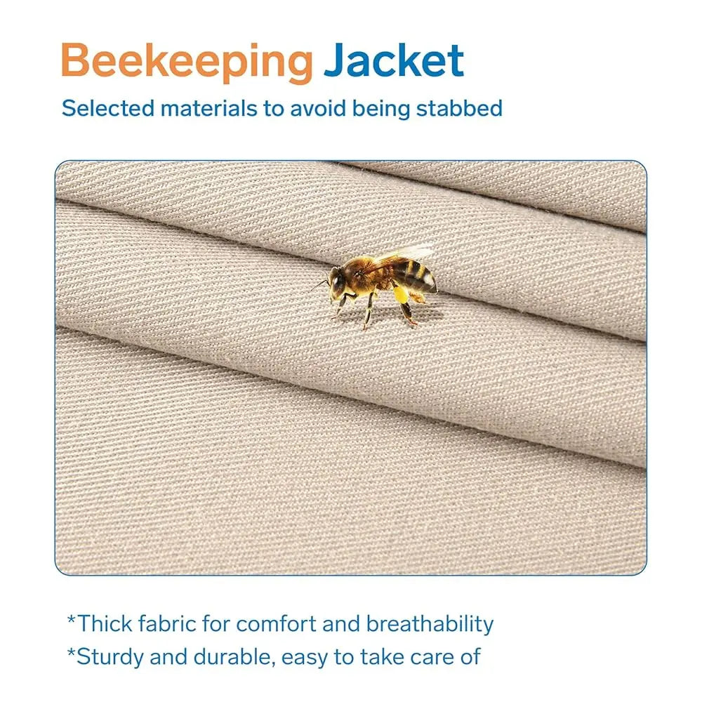 Bee Suit - Beekeeping Jacket for Men & Women - Beekeeper Jacket with Beekeeping Gloves and Veil Hood -Shallow Coffee