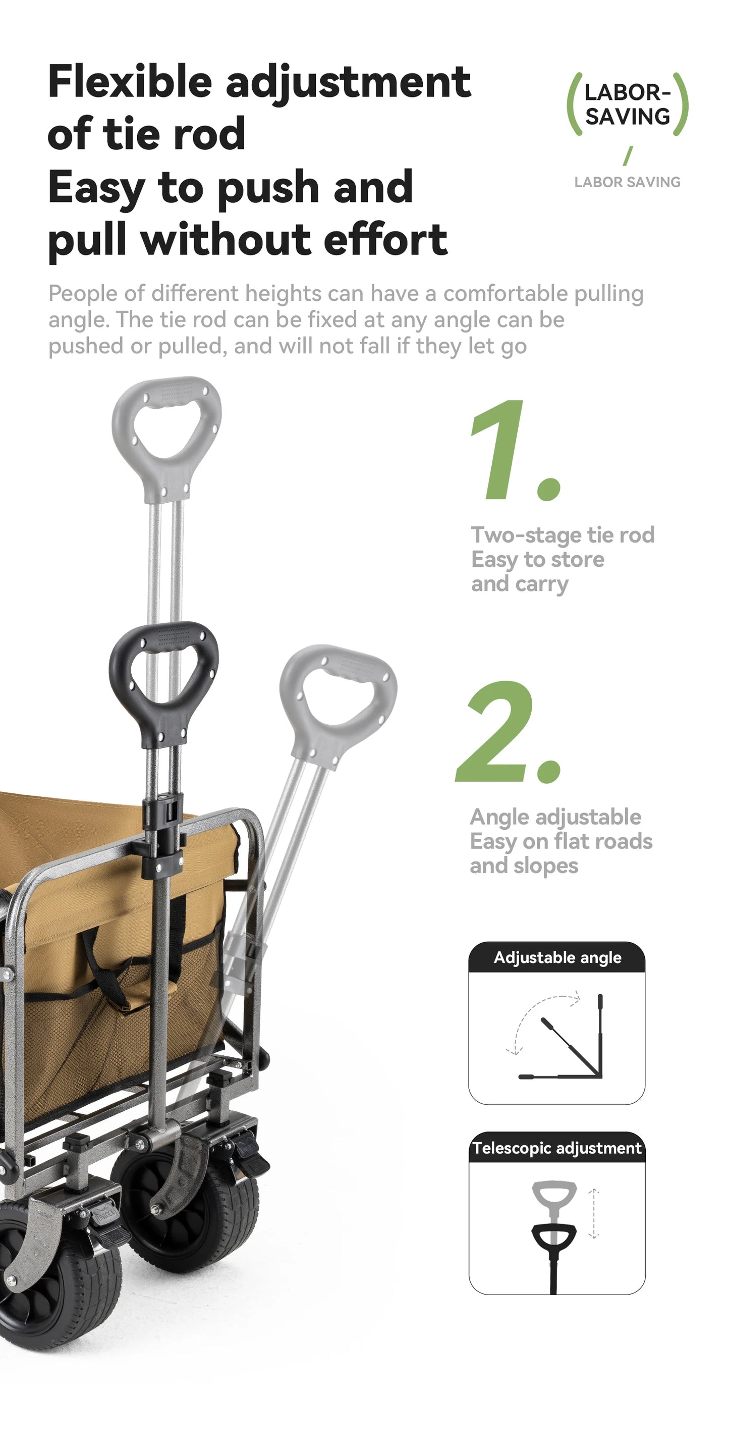 Qunature Local Shipping Outdoor Foldable Camping Cart Small Campsite Trailer for Picnic Camping Kid-Reclining Vending Travel 150L Hand-Push Camping Cart