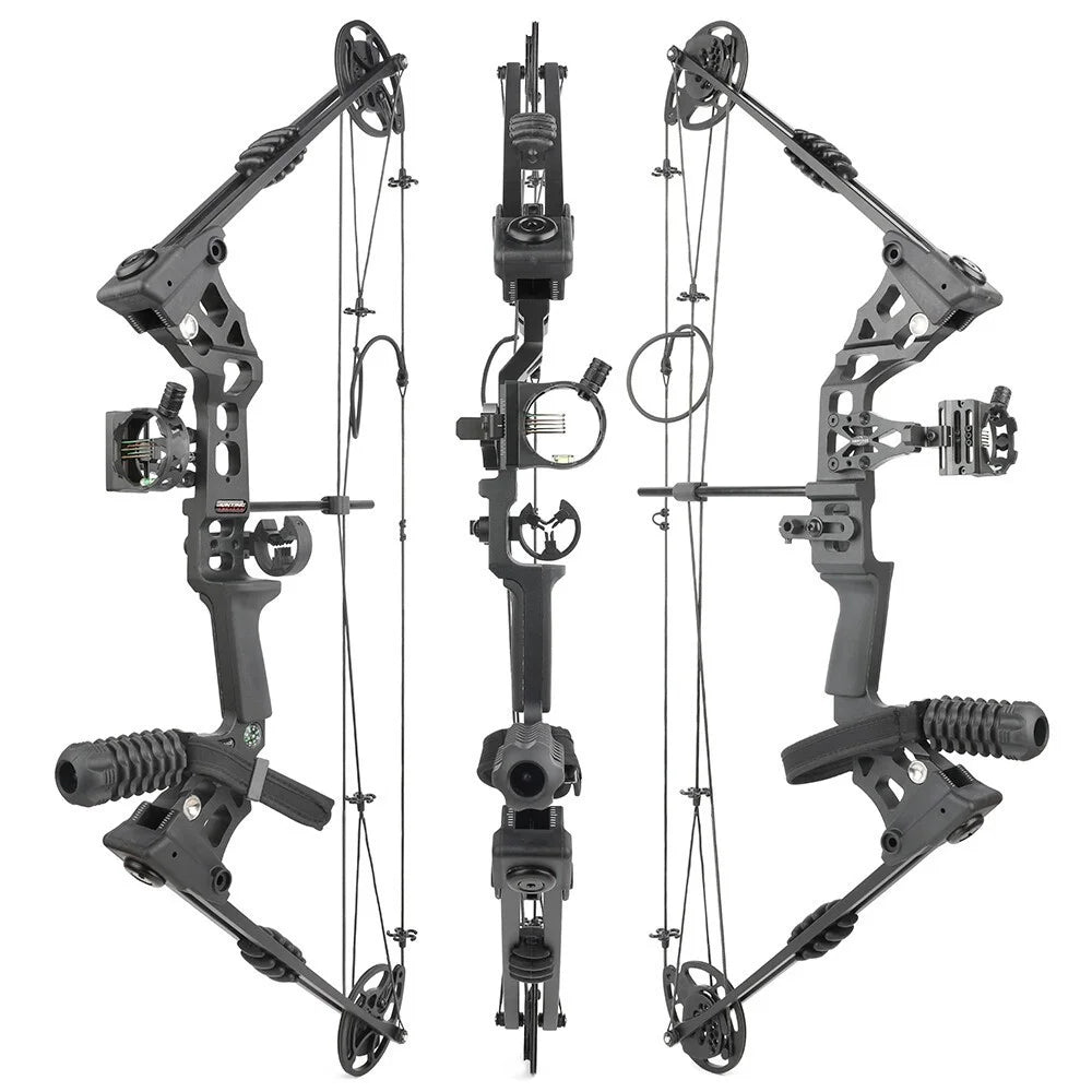 Compound Bow Set 20-70lbs Adjustable 320FPS 80% Let-off RH LH for Hunting Target Shooting Archery Practice Use