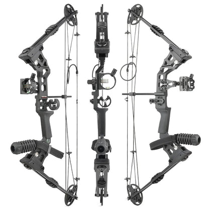 Compound Bow Set 20-70lbs Adjustable 320FPS 80% Let-off RH LH for Hunting Target Shooting Archery Practice Use