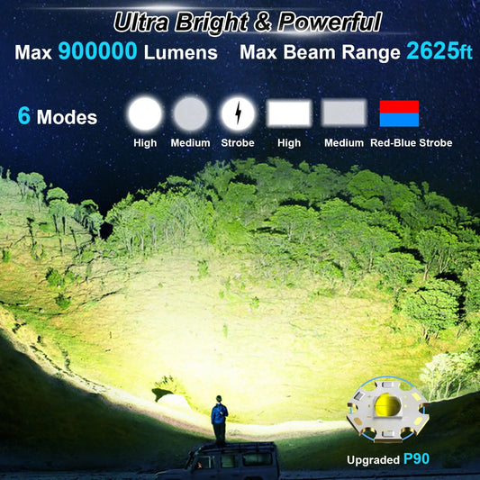 Rechargeable Spotlight 900000 Lumens Led
