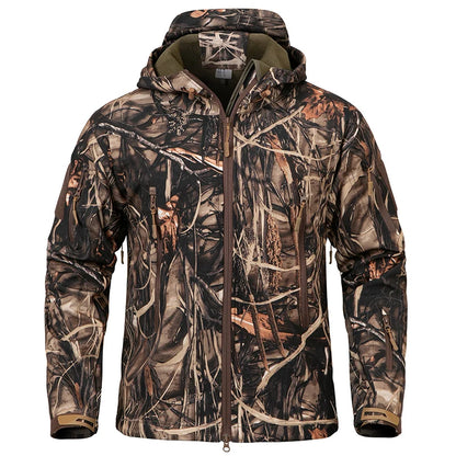 Men's Silent Soft Shell Camouflage Tactical Jacket Waterproof Warm Fleece