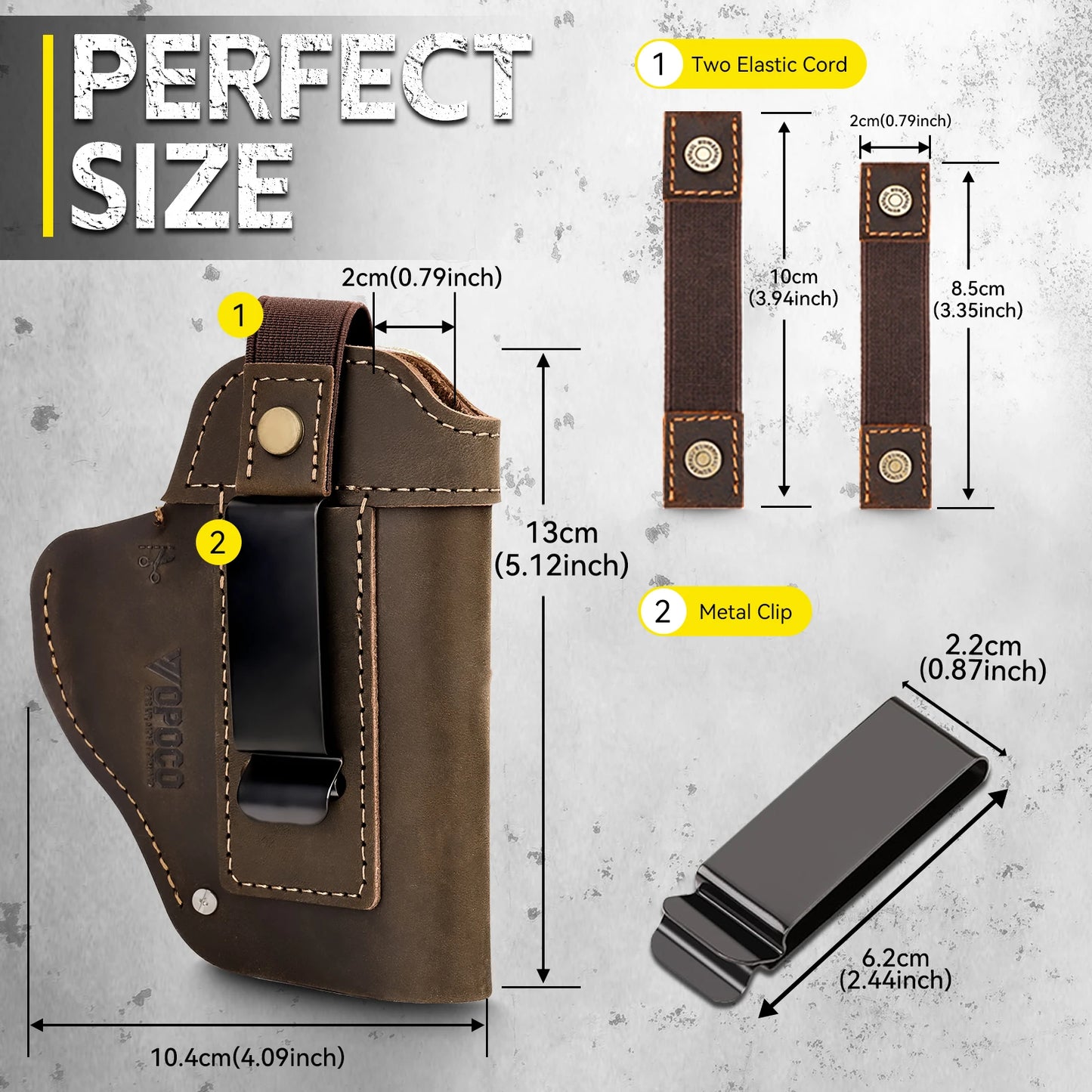 OPOCO Genuine Crazy Horse Leather 1911 Holster IWB OWB Concealed Carry Belt Clip Left Right Hand Universal Pistol Holster