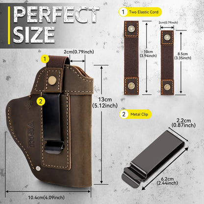 OPOCO Genuine Crazy Horse Leather 1911 Holster IWB OWB Concealed Carry Belt Clip Left Right Hand Universal Pistol Holster