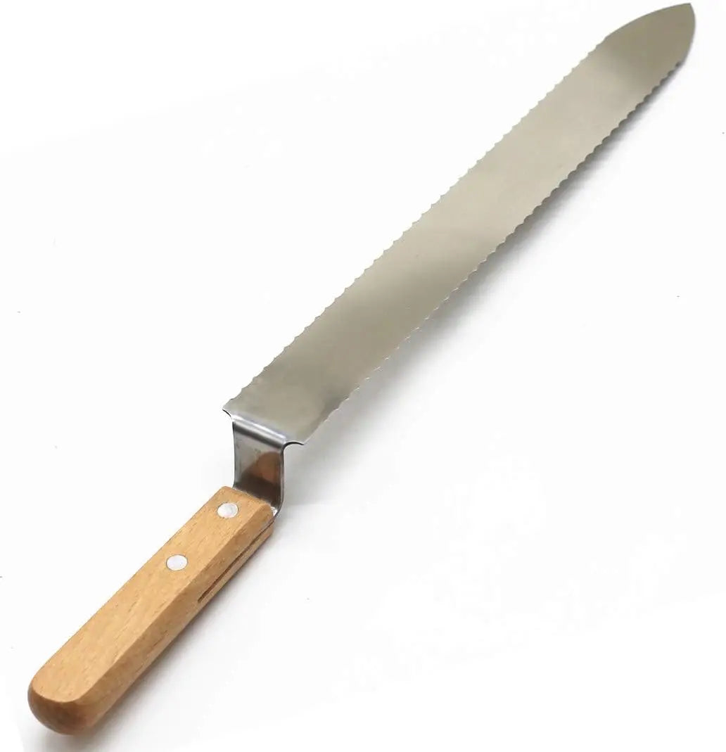 Serrated Uncapping Knife with Wooden Handle, 16" Stainless Steel Beekeeping Tool for Efficient Wax Removal