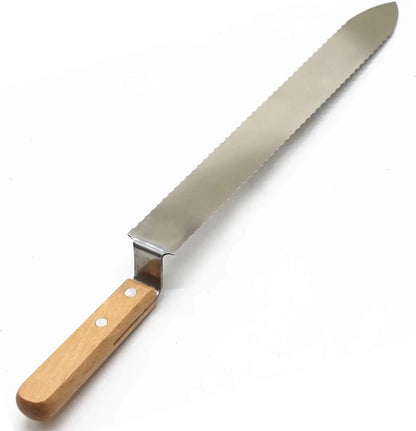 Serrated Uncapping Knife with Wooden Handle, 16" Stainless Steel Beekeeping Tool for Efficient Wax Removal
