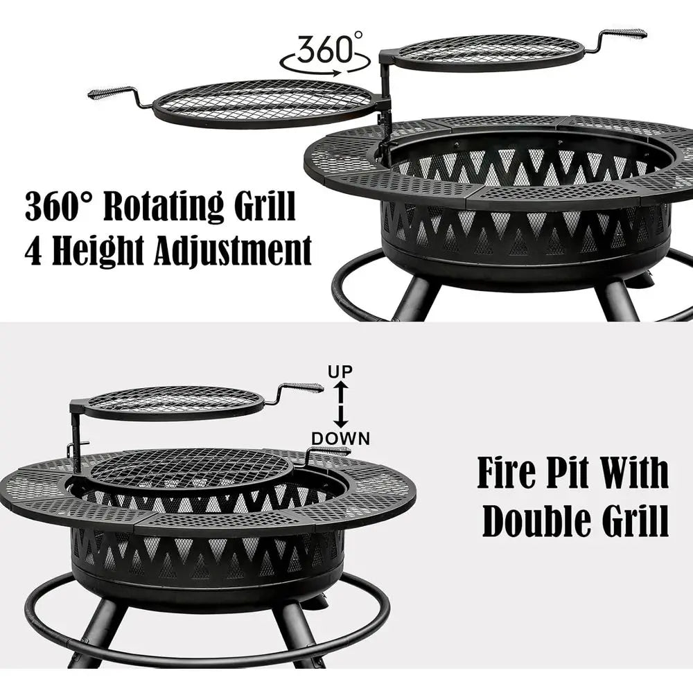 42 Inch Fire Pit with 2 Grills