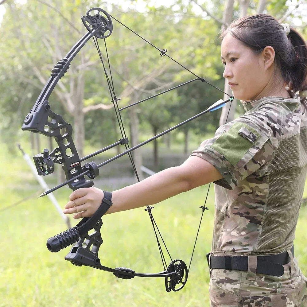 Compound Bow Arrow Set with Spine 500 Carbon Arrows 20-70lbs Adjustable Draw Weight 320FPS High-Strength Alloy Handle RH/LH for Adults Beginners Hunting Shooting Target Practice Outdoor Sports Accessories
