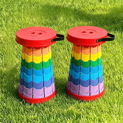 Rainbow Folding Stool, Adjustable Height PP Portable Collapsible Seat for Camping, Fishing, Hiking & Outdoor Activities