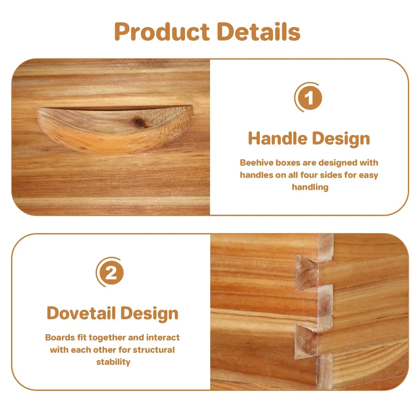 10-Frame Medium Super Bee Box, Wax Coated Bee Hives with Beehives Frames and Wax Foundations, Langstroth Honey Super for Beekeep