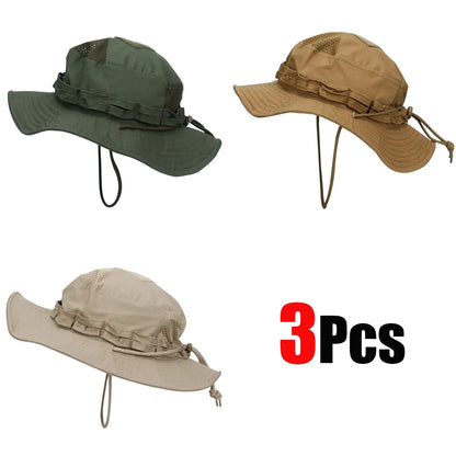 1pc/5pcs Camo Boonie Hat Sunscreen Breathable Bucket Hat Men's Outdoor Hiking Hunting Fishing Windproof Fisherman's Hat