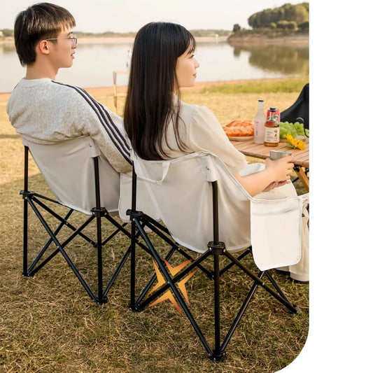 Ultralight Folding Camping Chair, 450 lbs Capacity, Off-White, Solid, Adult, Outdoor, Beach, Lawn, Campground
