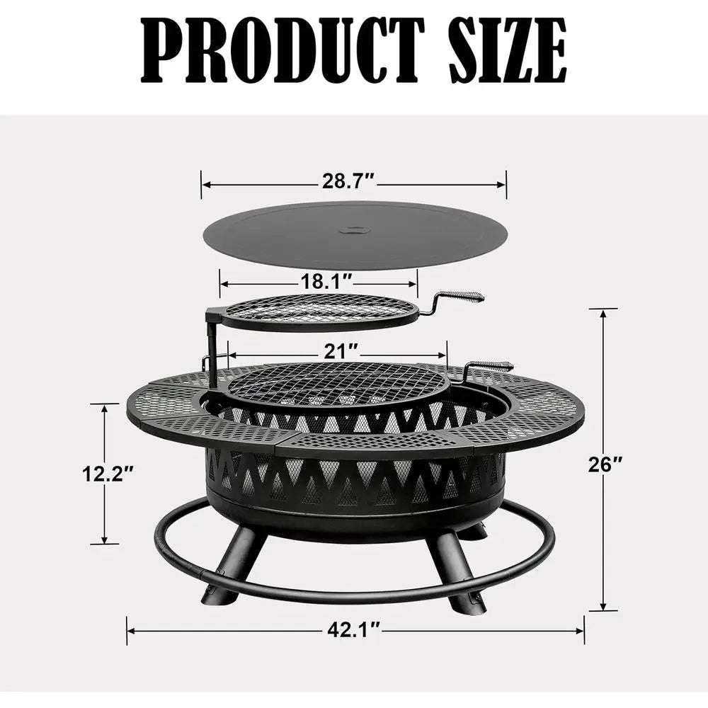 42 Inch Fire Pit with 2 Grills