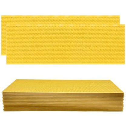 Natural Beeswax Coated Bee Frame Medium Foundation Sheets, Food-Grade Plastic Bee Hive Foundation for Medium Super Frames