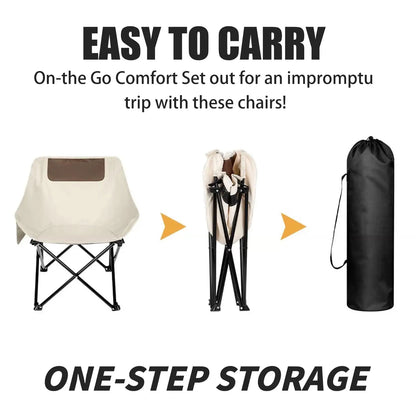 Ultralight Folding Camping Chair, 450 lbs Capacity, Off-White, Solid, Adult, Outdoor, Beach, Lawn, Campground