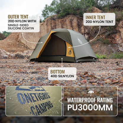 4 Season 2 Person Tourist Tents Lightweight Double Layer 3000mm Waterproof Outdoor Hiking Beach