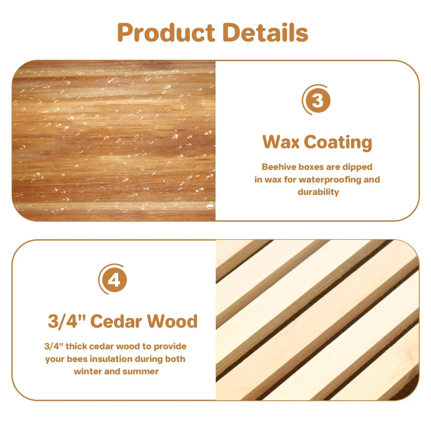 10-Frame Medium Super Bee Box, Wax Coated Bee Hives with Beehives Frames and Wax Foundations, Langstroth Honey Super for Beekeep