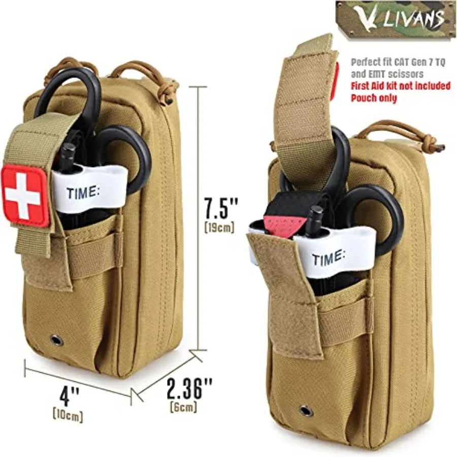 Tactical MOLLE Medical Pouch, Rip-Away EMT First Aid Pouch IFAK Trauma Kit Everyday Carry Survival Bag Include Cross Patch