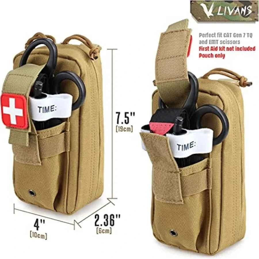 Tactical MOLLE Medical Pouch, Rip-Away EMT First Aid Pouch IFAK Trauma Kit Everyday Carry Survival Bag Include Cross Patch