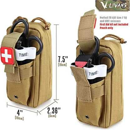 Tactical MOLLE Medical Pouch, Rip-Away EMT First Aid Pouch IFAK Trauma Kit Everyday Carry Survival Bag Include Cross Patch