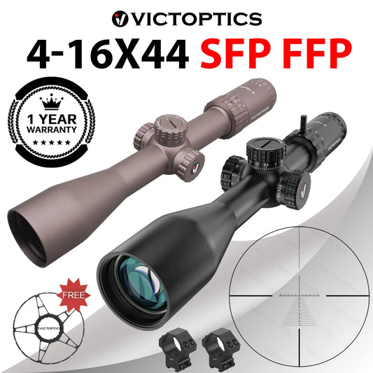 Victoptics S4 4-16x44 FFP&SFP Riflescope FMC 1/10 MIL Turret Lock,With Power Ring Lever,Sunshade,Big Side Wheel
