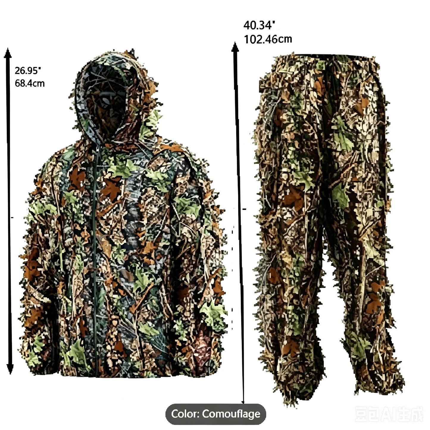 Men's Ghillie Suit, 3D Lightweight Hunting Clothes, Hooded Camouflage Clothing Breathable Hunting Suit