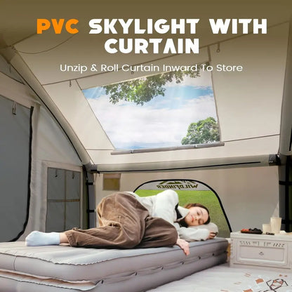 Quick-Setup Inflatable Tent with Skylight, 4-6 Person Waterproof Outdoor Camping Shelter