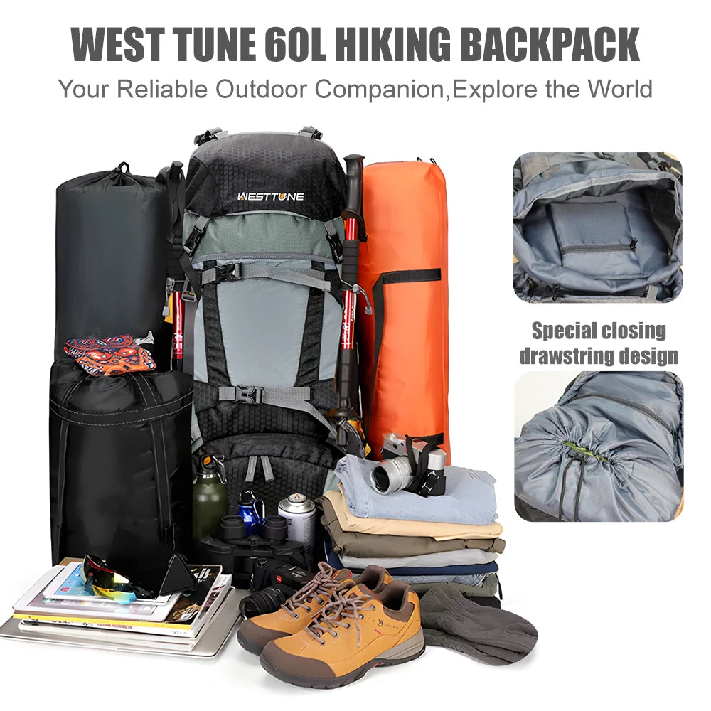 Explorer Internal Frame Backpack with Rain Cover Outdoor Backpack for Hiking Camping Backpacking Travel