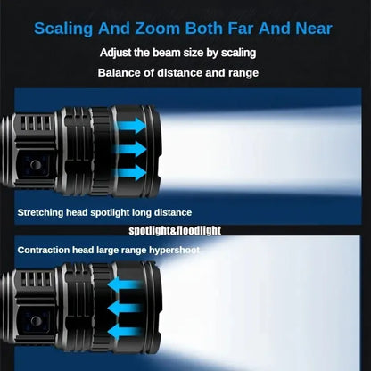 10000W Built-in Battery Flash Light Emergency Spotlights 9km 990000000LM Most Powerful Led Flashlights Tactical Torch 25000mah