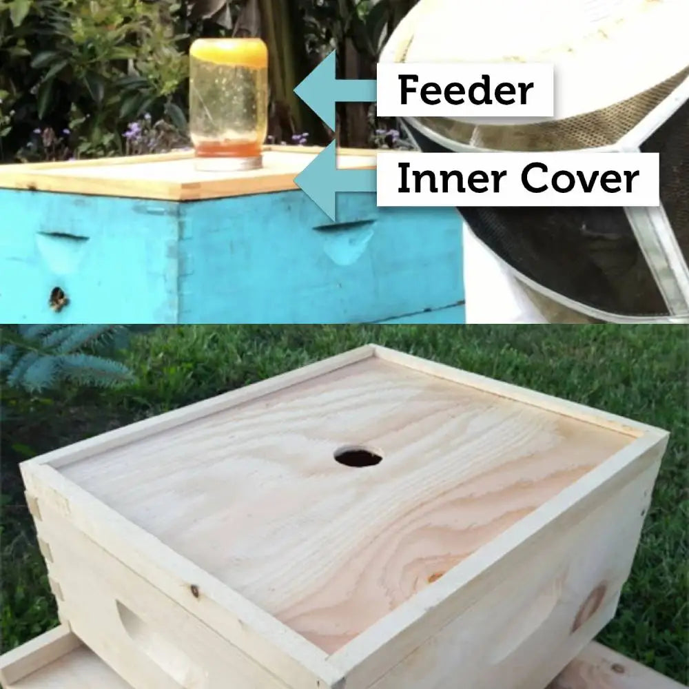 2 pcs Wooden Beehive Inner Cover Beekeeping Beehive Parts for 10-frame Beehive
