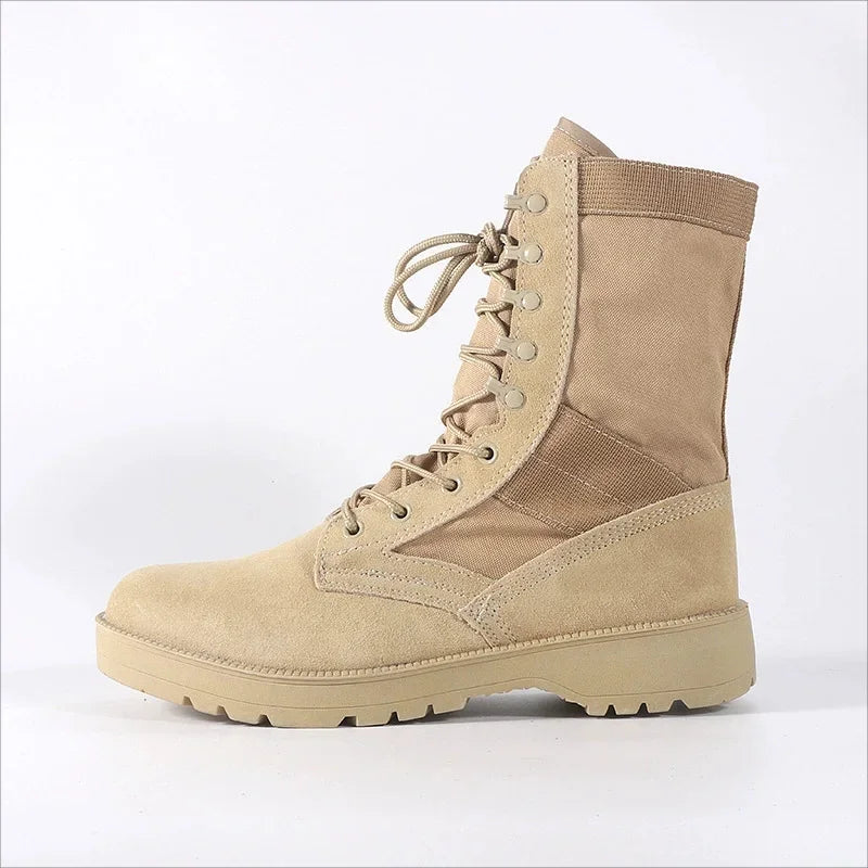 Cowhide Men Tactical Desert Boots Outdoor Combat Lightweight Non-Slip Hiking