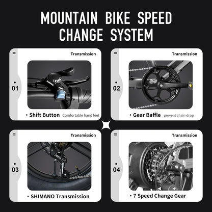 Deepower Electric Bike QS7 1000W 48V 60AH 20 Inch Fat Tire Ebike for Adults Mountain Off-Road Dual Batteries Electric Bicycle