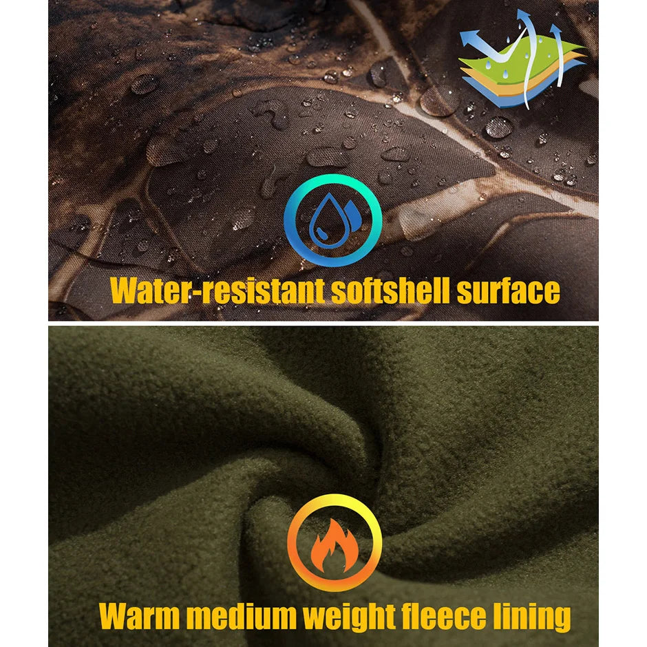 Men's Silent Soft Shell Camouflage Tactical Jacket Waterproof Warm Fleece