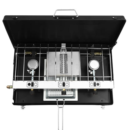 Portable Camping Stove 3-Burner Gas Stove Outdoor Cooking Stove Propane Butane Campfire Grill