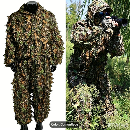 Men's Ghillie Suit, 3D Lightweight Hunting Clothes, Hooded Camouflage Clothing Breathable Hunting Suit